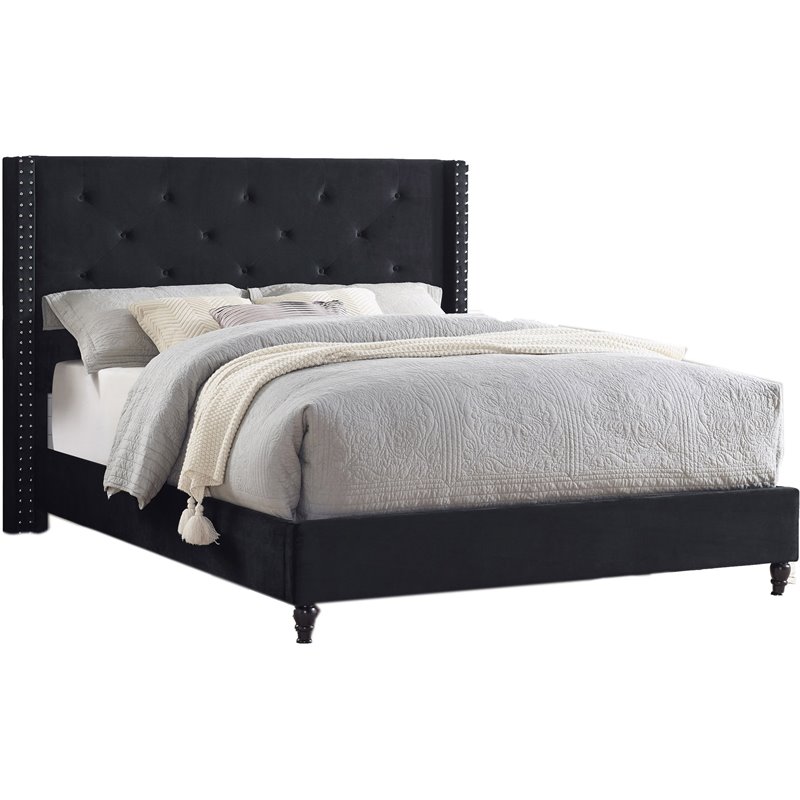 Best Master Furniture Valentina Wingback Platform California King Bed in Black