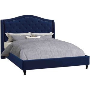 best master furniture myrick velvet tufted panel platform bed in blue