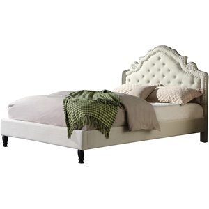 best master furniture theresa linen fabric tufted panel bed in beige
