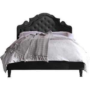 best master furniture theresa linen fabric tufted panel bed in black