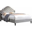 Best Master Furniture Theresa Tufted Linen Fabric California King Bed in Gray