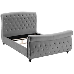 best master furniture jennifer tufted fabric queen platform bed in gray