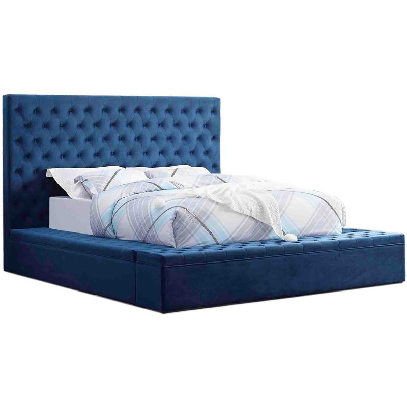 Best Master Furniture Cierra Fabric Platform Queen Bed with Storage in