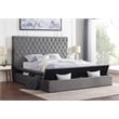 Best Master Furniture Cierra Fabric Platform King Bed with Storage in Gray