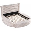 Best Master Furniture Isabella Velvet Round King Bed with Storage in Beige