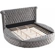 Best Master Furniture Isabella Tufted Velvet Round King Bed with Storage in Gray