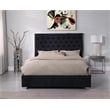 Kressa Velvet Fabric Tufted Cali King Platform Bed in Black/Gold