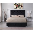 Kressa Velvet Fabric Tufted Queen Platform Bed in Black