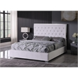 Kressa Velvet Fabric Tufted Cali King Platform Bed in Cream