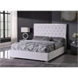 Kressa Velvet Fabric Tufted King Platform Bed in Cream