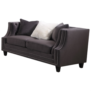marylou velvet with nailheads loveseat in gray