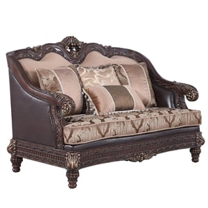 marquess traditional walnut faux leather loveseat