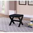 Velvet Fabric Upholstered Square Accent Bench in Black