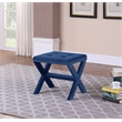Velvet Fabric Upholstered Square Accent Bench in Blue
