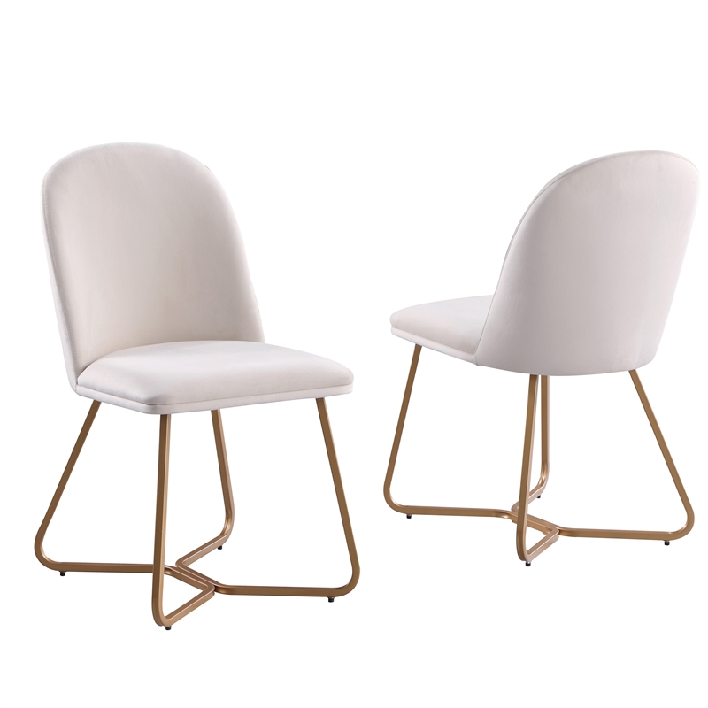 Sunland 2-piece Upholstered Velvet Side Chairs in Beige