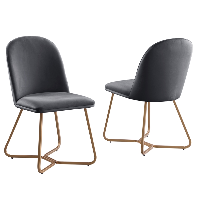 Sunland 2-piece Upholstered Velvet Side Chairs in Gray
