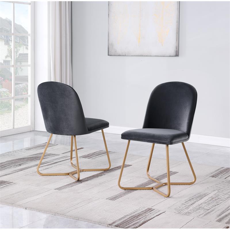 Sunland 2-piece Upholstered Velvet Side Chairs in Gray