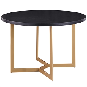 sunland black with bronze accents round wood dining table