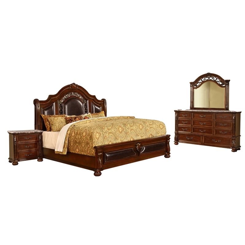 Bessy Piece Traditional Cherry Wood Cali King Bedroom Set Cymax Business