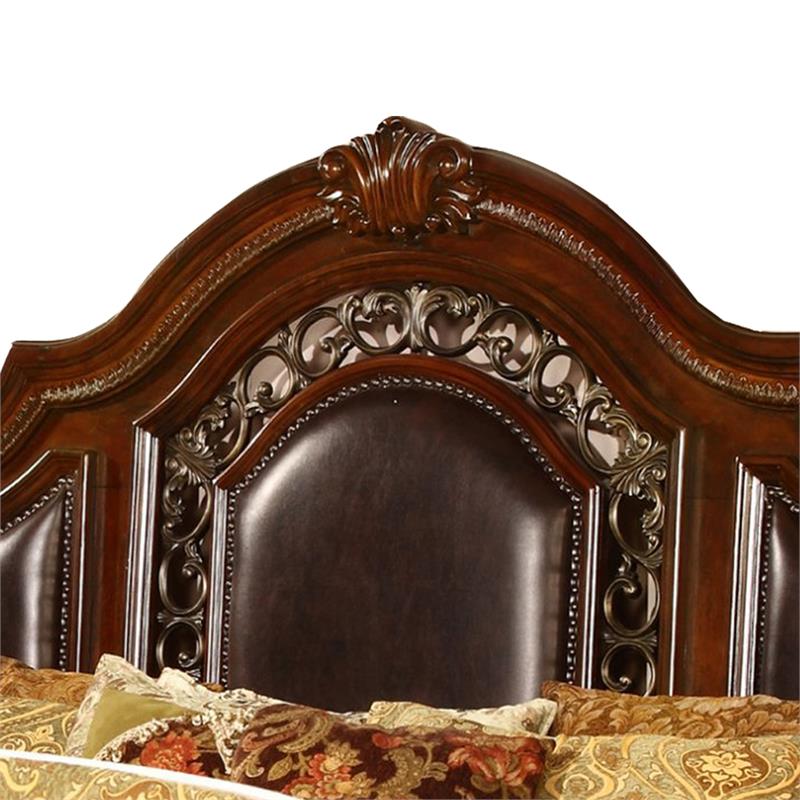 Bessy Traditional Cherry Wood Cali King Platform Bed
