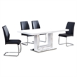 Gudmund 5-piece Modern Dining Set in Black Faux Leather