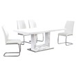Gudmund 5-piece Modern Dining Set in White Faux Leather