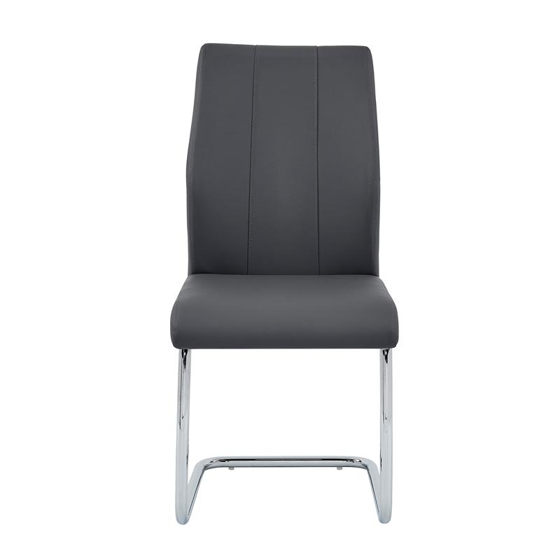 Gudmund 2-piece Modern Dining Chairs in Gray Faux Leather