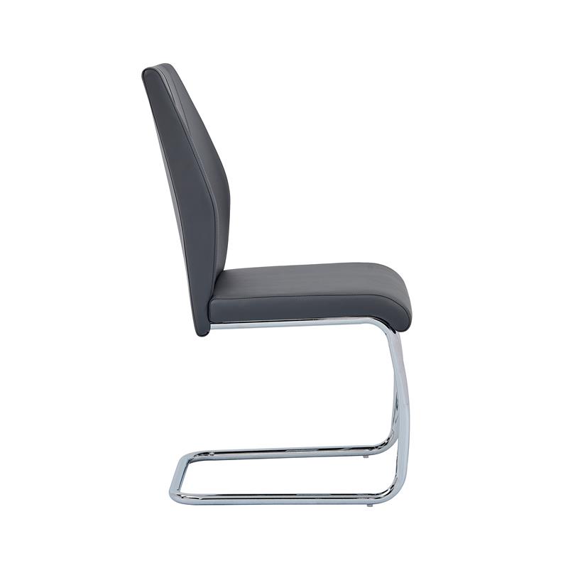 Gudmund 2-piece Modern Dining Chairs in Gray Faux Leather