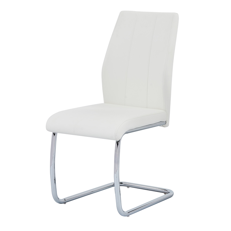 Gudmund 2-piece Modern Dining Chairs in White Faux Leather