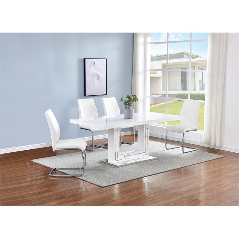 Gudmund 2-piece Modern Dining Chairs in White Faux Leather