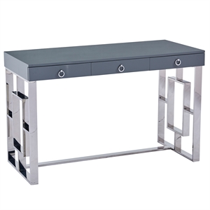 brooks 3 drawer wood and stainless steel frame writing desk - gray/silver