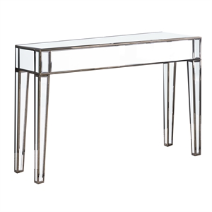 aristotle modern silver wood console table