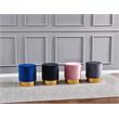 Round Modern Velvet Accent Stool in Gray