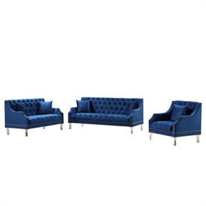 tao tufted velvet with acrylic legs accent chair in blue