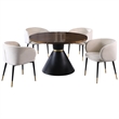 Hemingway 5-piece Round Dinette Set in Cream Velvet