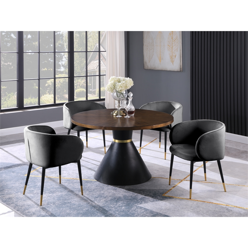 Best Master Furniture Hemingway 5-piece Round Dinette Set in Gray Velvet
