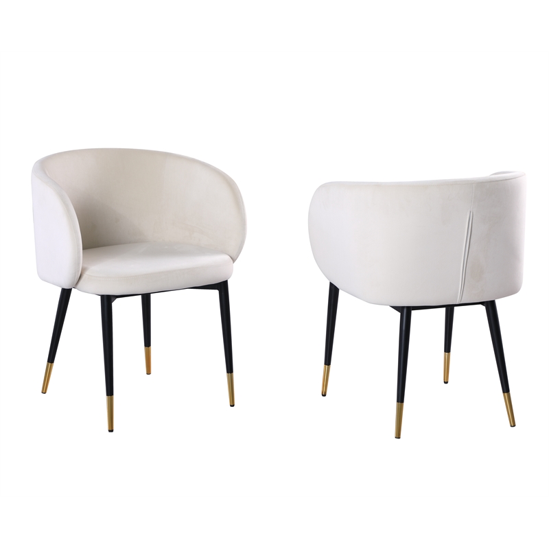Hemingway Velvet Upholstered Side Chair in Cream