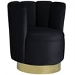 Ellis Velvet Upholstered Swivel Accent Chair in Black Velvet