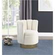 Ellis Velvet Upholstered Swivel Accent Chair in Cream Velvet