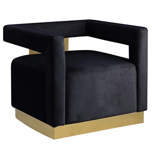 connor velvet upholstered accent chair in black