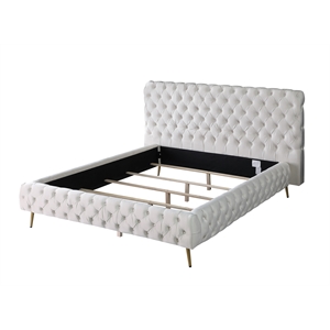 demeter velvet platform cali king bed in cream