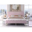 Demeter Velvet Platform Cali King Bed in Pink