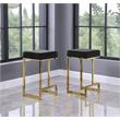 Dorrington Modern Velvet Backless Counter Height Stool in Black/Gold (Set of 2)