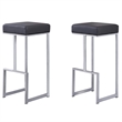 Dorrington Modern Faux Leather Backless Bar Stool in Gray/Silver (Set of 2)
