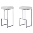 Dorrington Modern Faux Leather Backless Bar Stool in White/Silver (Set of 2)
