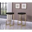 Dorrington Modern Velvet Backless Bar Stool in Black/Gold (Set of 2)