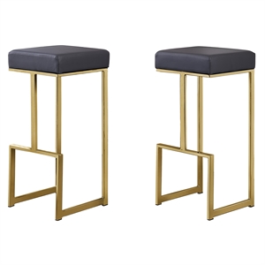 dorrington modern faux leather backless bar stool in gray/gold (set of 2)