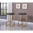 Dorrington Modern Faux Leather Backless Bar Stool in Gray/Gold (Set of 2)