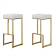 Dorrington Modern Faux Leather Backless Bar Stool in White/Gold (Set of 2)