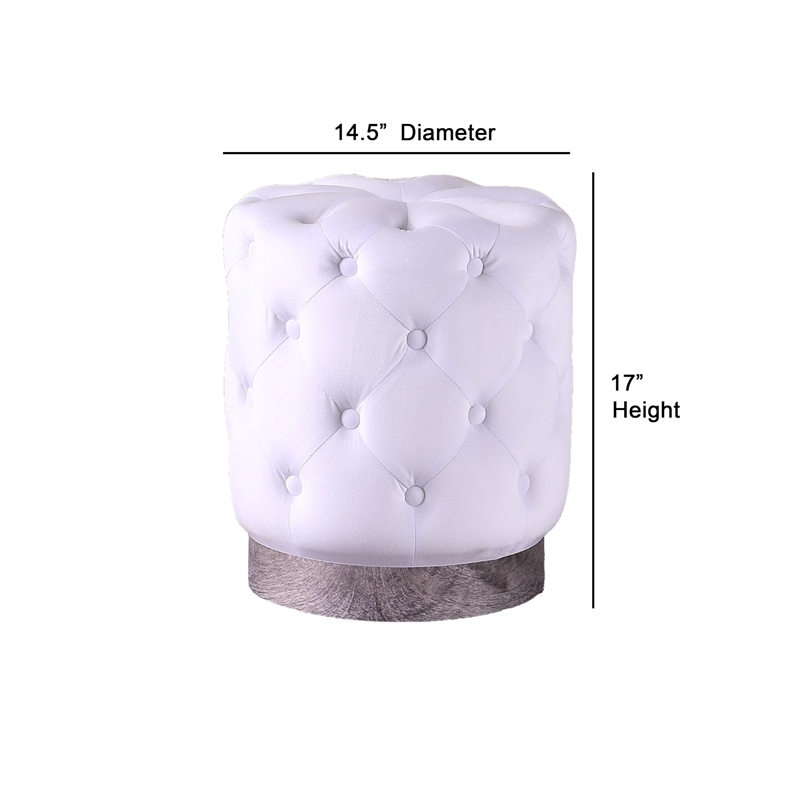 Jacobson Tufted Velvet White Accent Ottoman